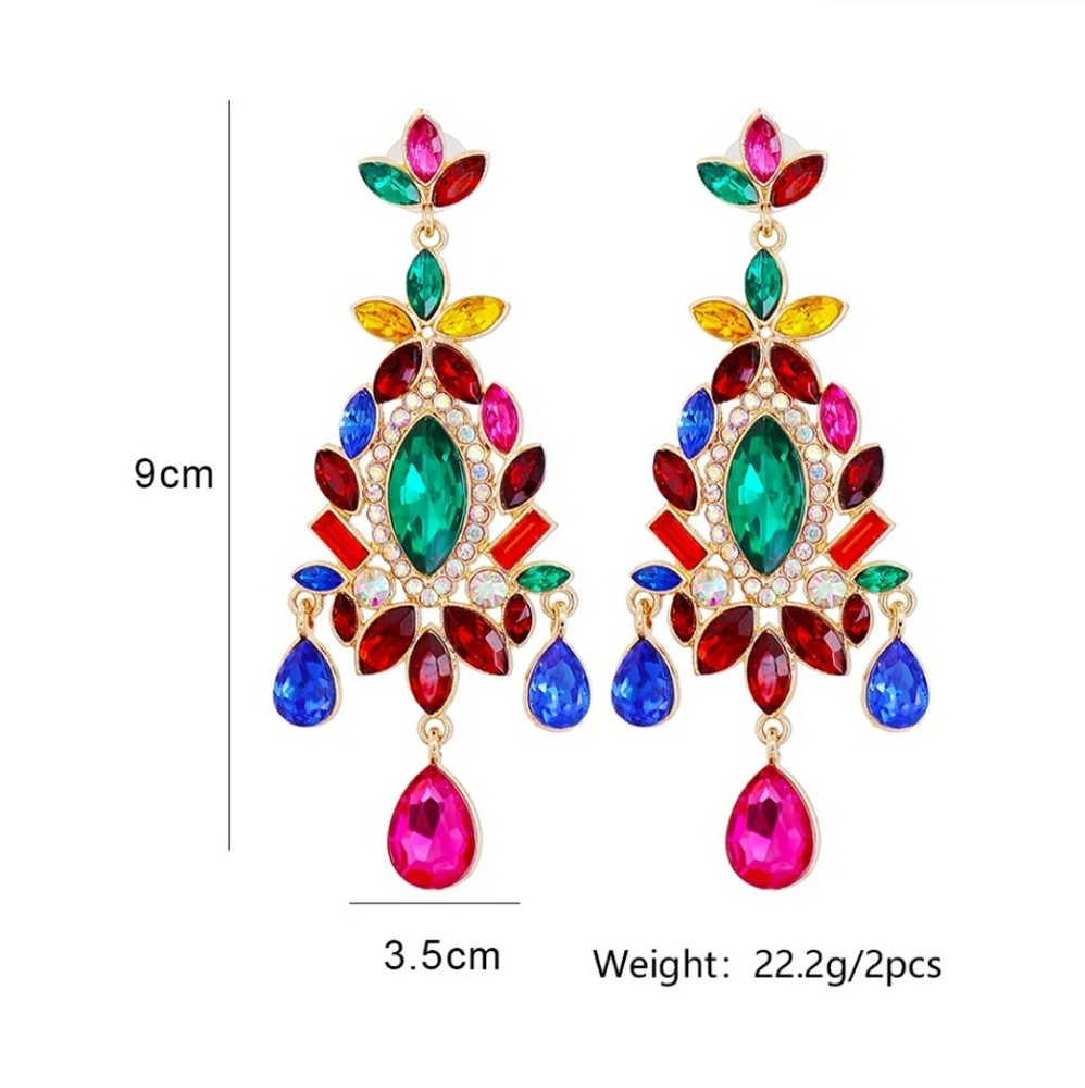 Geo Multi-Color Earrings - Picture 2 of 2